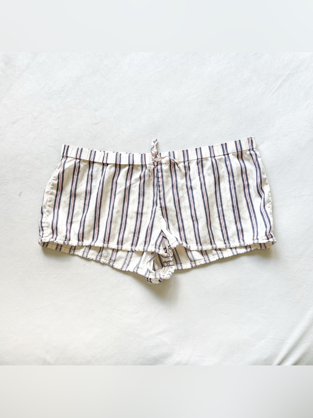 Victoria's Secret 100% Silk Stripe Lounge Shorts in Cream, Navy and Rust -Medium